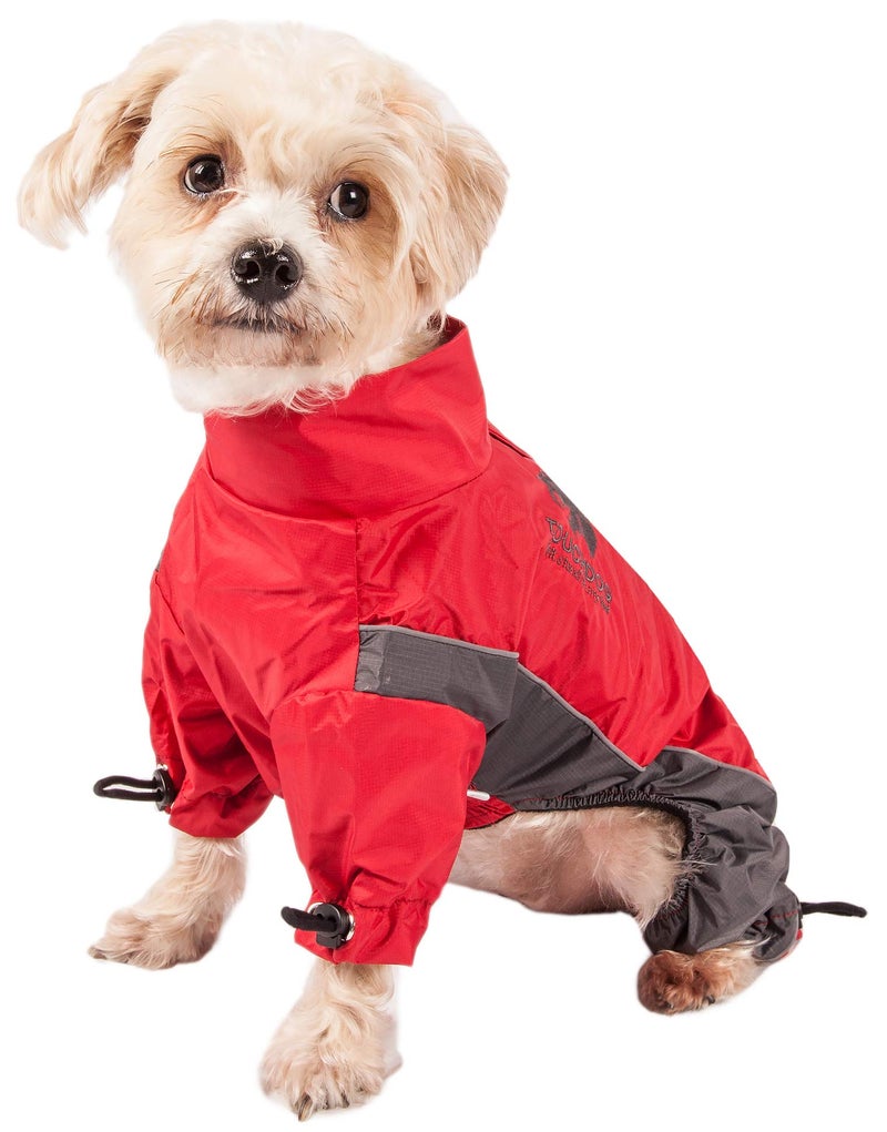 PuTwo TOUCHDOG 'Quantum-Ice' Full Body Bodied Adjustable and 3M Reflective Pet Dog Coat Jacket w/ Blackshark Technology, Large, Red, Charcoal Grey - Image 2